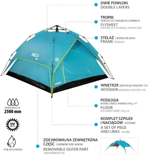 Тіньовий намет Nils Camp NC7819 Синій (5907695512953) - зображення 8