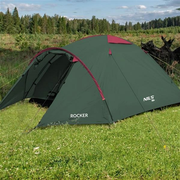 Кемпінговий намет Nils Camp NC6013 Зелено-червоний (5907695518900) - зображення 11