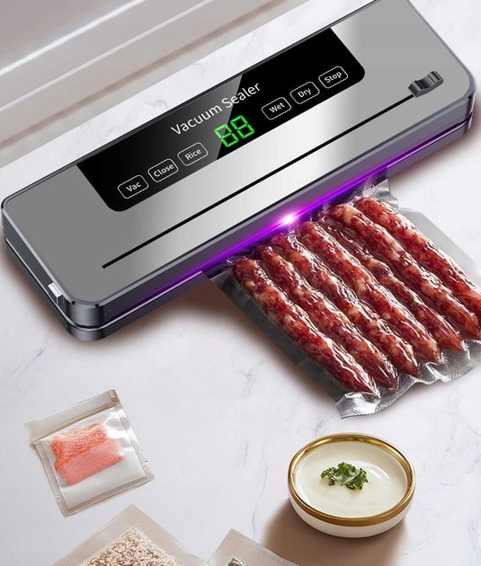 Електричний вакуумний пакувальник для продуктів FKJ-5100 вакууматор з вбудованим різаком та дисплеєм, сріблястий (87228396) - зображення 3