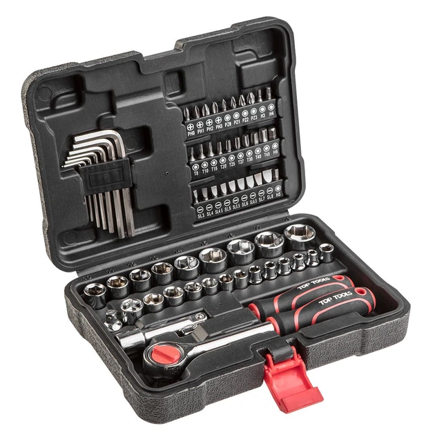 Набор инструментов Top Tools (3/8", 63 предмета) торцевые головки с трещоткой (25356) - Фото 1 Набор инструментов Top Tools (3/8", 63 предмета) торцевые головки с трещоткой (25356) - изображение 1
