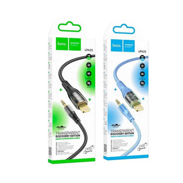 Кабель HOCO 3.5mm to lightning Transparent Discovery Edition Digital audio conversion cable UPA25 |1M| 4758077 - Фото 3 Кабель HOCO 3.5mm to lightning Transparent Discovery Edition Digital audio conversion cable UPA25 |1M| 4758077 - изображение 3