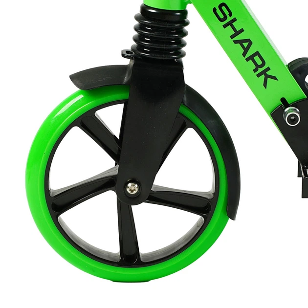 Самокат двухколесный Best Scooter, колеса PU, 1 амортизатор, с ручным тормозом, зажим руля. Black and Green - изображение 5