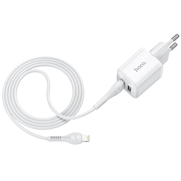 Адаптер мережний HOCO Lightning Cable Briar dual port charger set N8 | 2USB, 2.4A | (Safety Certified) 4756068 - зображення 2