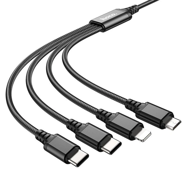 Кабель HOCO Combo 4-in-1 2Type-C+Lightning+Micro USB Super charging cable X76 |1M, 2A| 4758027 - Фото 9 Кабель HOCO Combo 4-in-1 2Type-C+Lightning+Micro USB Super charging cable X76 |1M, 2A| 4758027 - изображение 9
