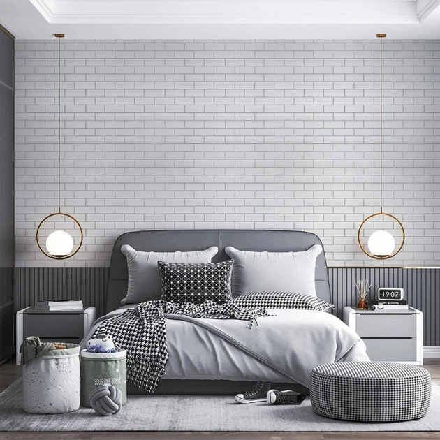 3D панель стінова самоклеюча Sticker Wall 70*70cm*5mm біла цегла зі сріблом D (3DPanda-1502) - изображение 6