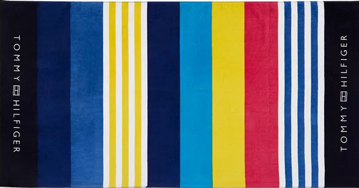 Акція на Рушник бавовняний Tommy Hilfiger Пляжний Sunblock Stripe Beach Towel 178 х 92 см у смужку від Rozetka