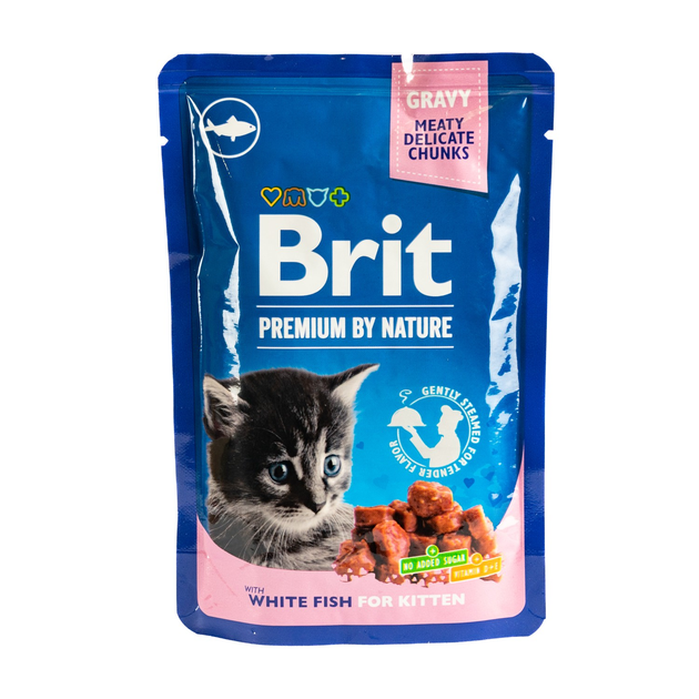 Влажный корм Brit Premium Cat pouch для котят, белая рыба, 100 г от ...