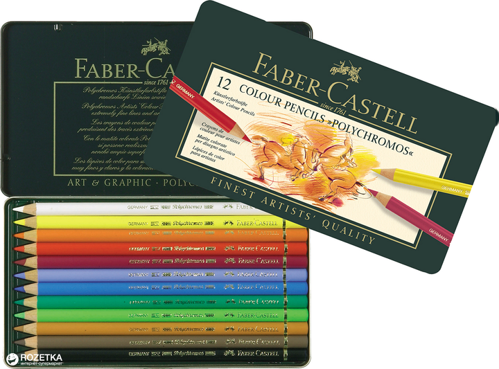 Набір кольорових олівців Faber-Castell Polychromos 12 шт (4005401100126) - зображення 2