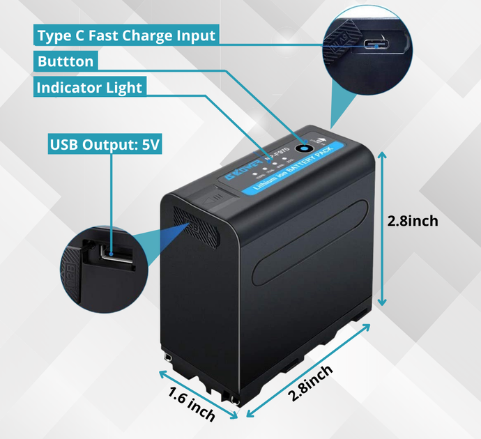 Аккумулятор NP-F980 NP-F970 NP-F960 с функцией Powerbank и USB для камер SONY и LED света 10000 ma (001) - изображение 7