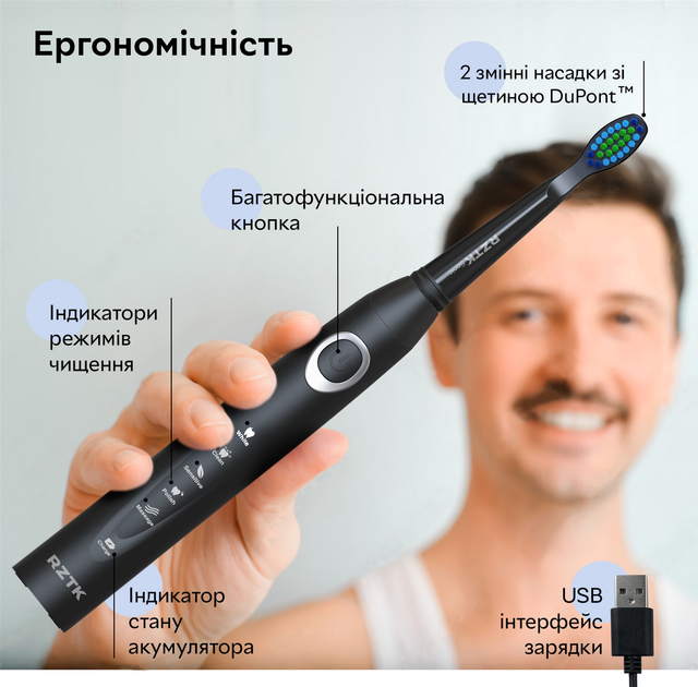 Набор электрических зубных щеток RZTK SONIC Duo (2 щётки в наборе) - изображение 9