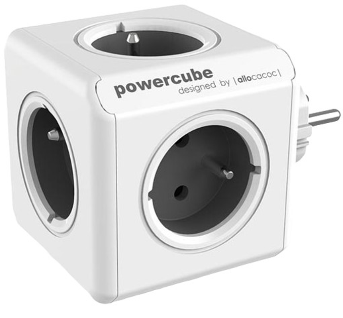 Розгалужувач мережі Allocacoc PowerCube CEE7 0.1 м 4 розетки Сірий (8718444085911) - зображення 1