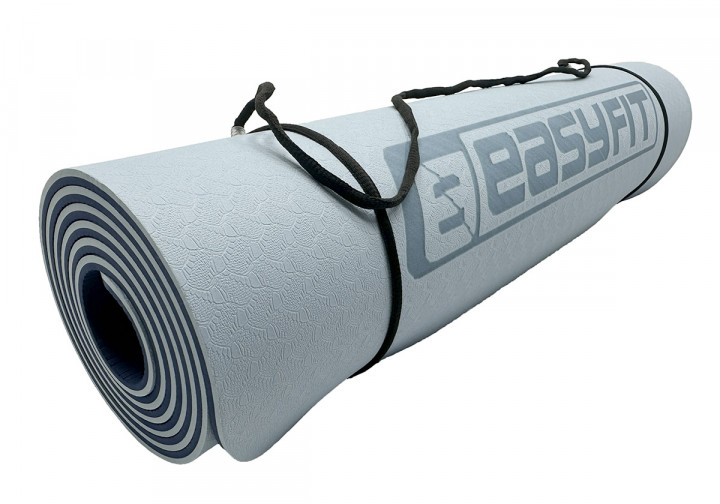 Килимок для йоги та фітнесу EasyFit TPE+TC 6 мм двошаровий + Чохол блакитний-синій - Фото 3 Килимок для йоги та фітнесу EasyFit TPE+TC 6 мм двошаровий + Чохол блакитний-синій - зображення 3