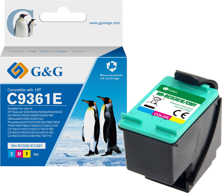 Tusz do drukarek G&G C9361EE do HP Color 18 ml (NH-R9361C.M.Y(HP342)) - obraz 1