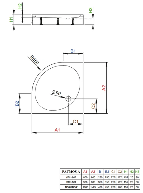 Душовий піддон Radaway Patmos A 100x100 4S11155-03 - зображення 3