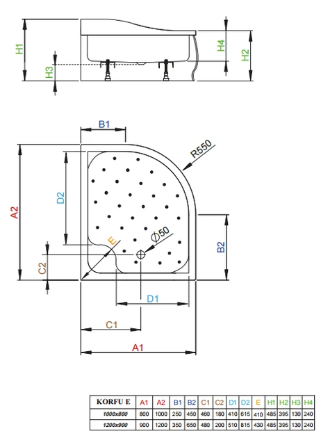 Душевой поддон RADAWAY KORFU E 100 4E81400-03 BL левосторонний - изображение 3