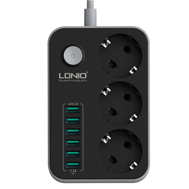 Сетевой фильтр удлинитель с usb Ldnio SE3631 6USB 3 розетки 1.6 м ...