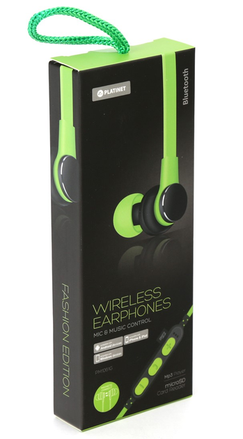 Słuchawki bezprzewodowe Platinet Sports Earphones Green (PM1061G) - obraz 2