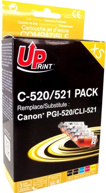 Набір картриджів UPrint для Canon C-520.521 PACK 20 мл + 4 x 10 мл BK.BK.C.M.Y - зображення 1