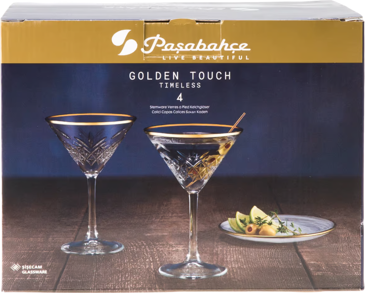 Набір келихів Pasabahce Timeless Gold для мартіні 230 мл 4 шт (8693357554115) - зображення 3