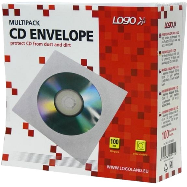 Koperta na CD Logo Papierowa z okienkiem 100 szt Biały (8590274219915) - obraz 1