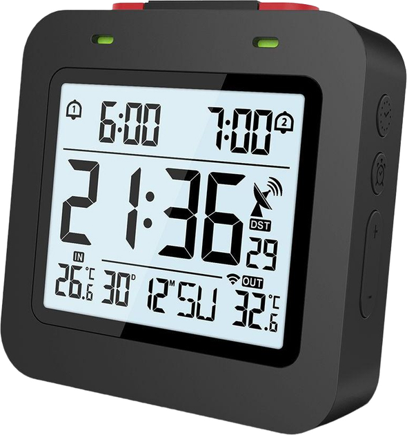 Budzik stołowy Meteo Zp34 z systemem Dcf i bezprzewodowym czujnikiem do pomiaru temperatury zewnętrznej (5907265019882) - obraz 3