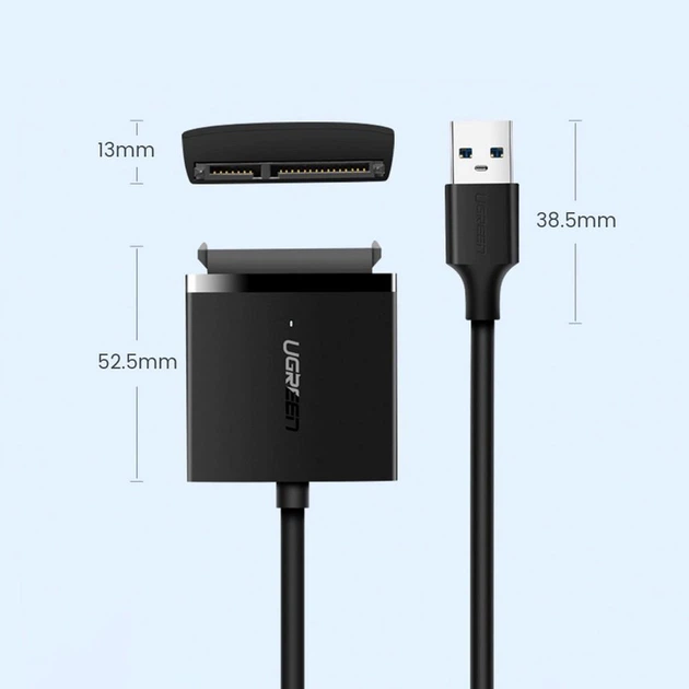 Адаптер UGREEN CM257 USB-A 3.0 to 3.5''/2.5" SATA Adapter Cable Black (60561) - Фото 12 Адаптер UGREEN CM257 USB-A 3.0 to 3.5''/2.5" SATA Adapter Cable Black (60561) - изображение 12