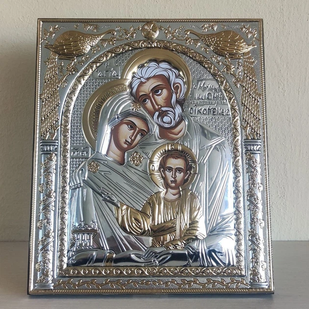 Греческая икона Silver Axion Святое Семейство EP515-015XM/P 21x25 см - Фото 1 Греческая икона Silver Axion Святое Семейство EP515-015XM/P 21x25 см - изображение 1