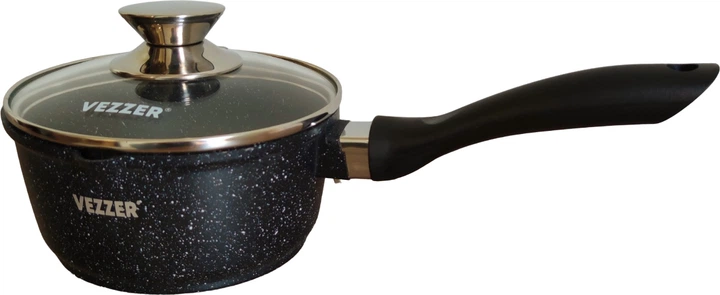 Ківш Vezzer круглий з литого алюмінію з антипригарним покриттям і скляною кришкою 1.9 л (VZ8050) - Фото 1 Ківш Vezzer круглий з литого алюмінію з антипригарним покриттям і скляною кришкою 1.9 л (VZ8050) - изображение 1