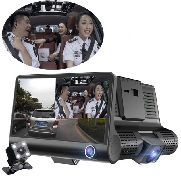 Видеорегистратор с 3 камерами Car DVR WDR Clefers - FullHD 1080P - Экран 4" - Ночной режим, Парковка, Стабилизация (509850х3) - изображение 5