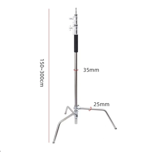 Профессиональная студийная стойка Neewer C-Stand 1.5-3.0 м, хромированная сталь, нагрузка до 20 кг - изображение 2
