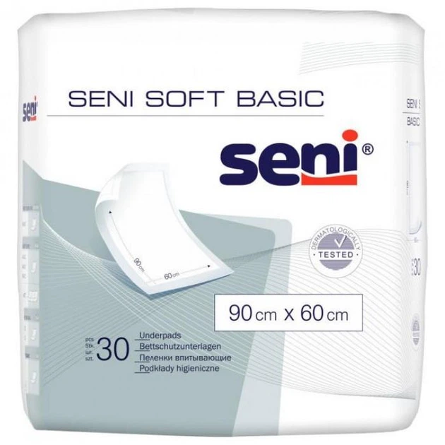 Одноразовые пеленки Seni Soft Basic 60х90 см, 30 шт - Фото 1 Одноразовые пеленки Seni Soft Basic 60х90 см, 30 шт - изображение 1