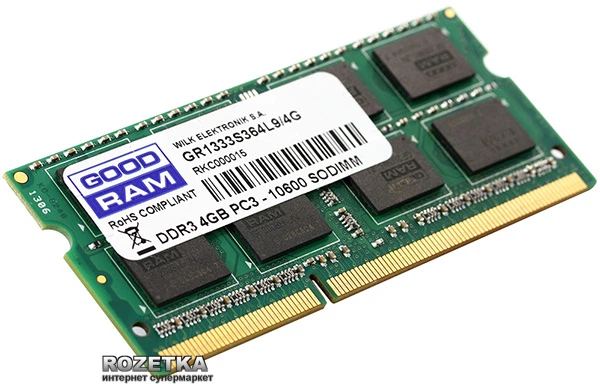 Оперативная память Goodram SODIMM DDR3-1333 4096MB PC3-10600 (GR1333S364L9/4G) - изображение 2