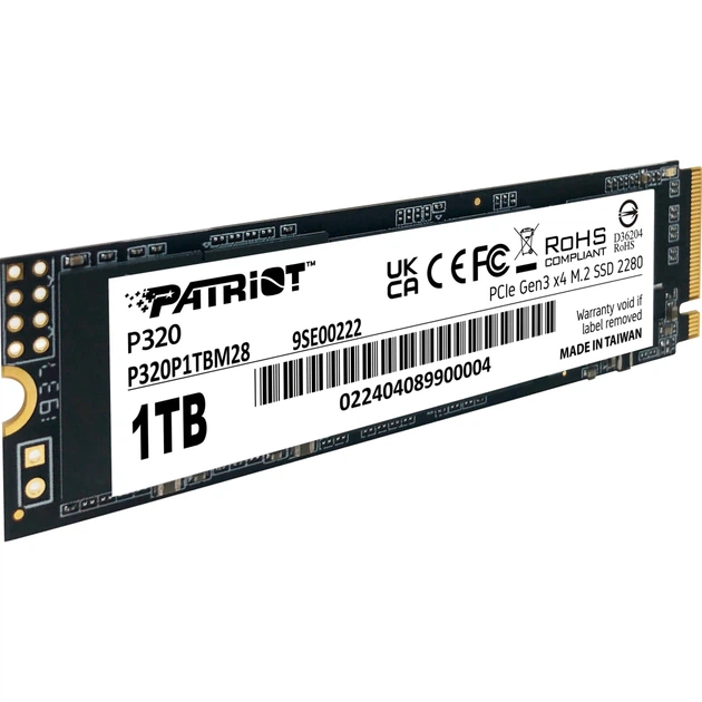 Накопичувач SSD M.2 2280 1TB Patriot (P320P1TBM28) - Фото 2 Накопичувач SSD M.2 2280 1TB Patriot (P320P1TBM28) - зображення 2