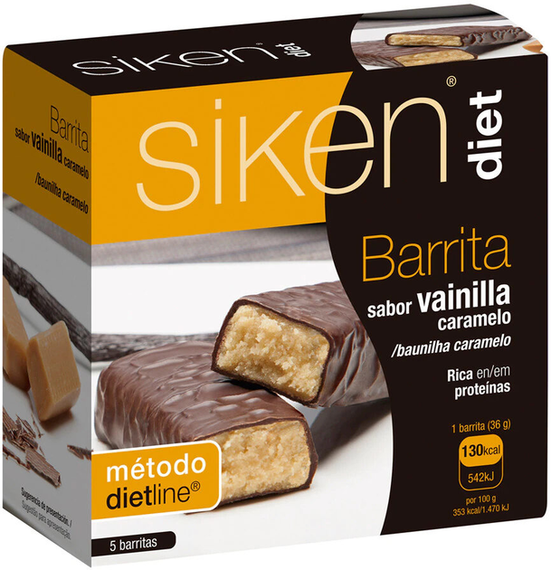 Батончики Siken Diet Vanilla & Caramel 5 шт (8424657105260) - зображення 1