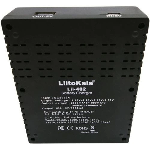 Зарядний пристрій для акумуляторних батарей LiitoKala Lii-402 для 4-х акумуляторів (1010641-Black) - зображення 7