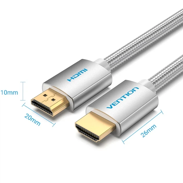 Кабель HDMI Vention 15м 4K обплетення Silver Metal Type Сріблястий (LKMTR_825825) - Фото 2 Кабель HDMI Vention 15м 4K обплетення Silver Metal Type Сріблястий (LKMTR_825825) - зображення 2