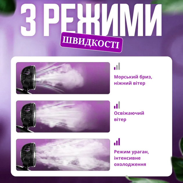 Переносний usb вентилятор Andowl Q-F106X1 на прищіпці та акумуляторі міні кондиціонер з прищіпкою чорний - зображення 3