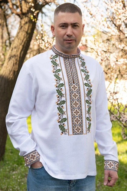 Вишиванка чоловіча "Могутній дуб" XL біла (470126193-001) - Фото 6 Вишиванка чоловіча "Могутній дуб" XL біла (470126193-001) - изображение 6