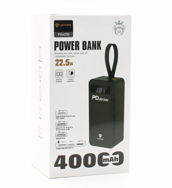 Повербанк Lenyes PX421D 40000mAh, 22.5W Powerbank (4-2282999155) - зображення 2