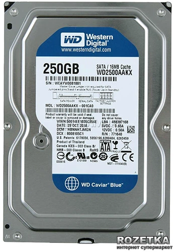 Жесткий диск Western Digital Blue 250GB 7200rpm 16MB WD2500AAKX