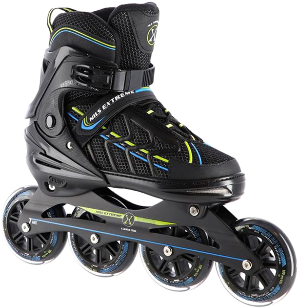 Rolki Nils Extreme Czarno-Limonkowe L 39-42 (5907695595017) - obraz 1