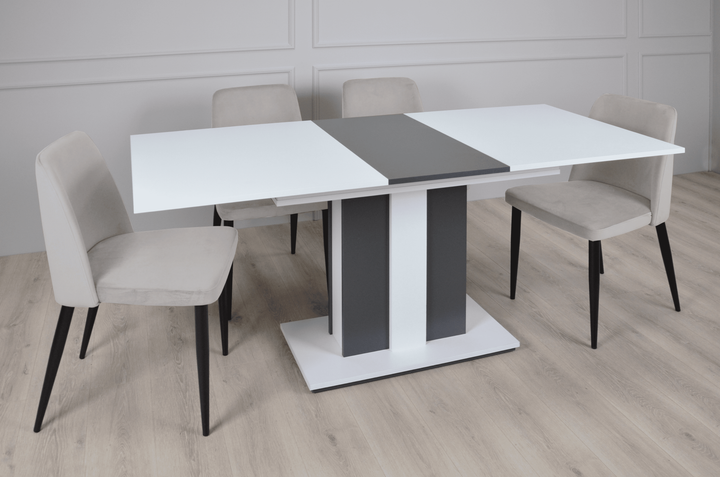 Стол обеденный Clasic 140(180)x80 Белая Аляска / Антрацит Intarsio - Фото 8 Стол обеденный Clasic 140(180)x80 Белая Аляска / Антрацит Intarsio - изображение 8