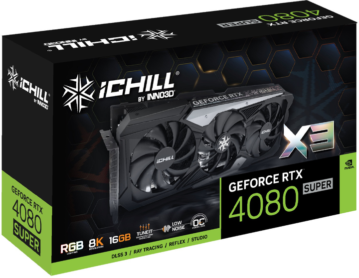 Karta graficzna INNO3D PCI-Ex GeForce RTX 4080 Super X3 16GB GDDR6X (256bit) (2610/23000) (HDMI, 3 x DisplayPort) (C408S3-166XX-187049H) - obraz 2