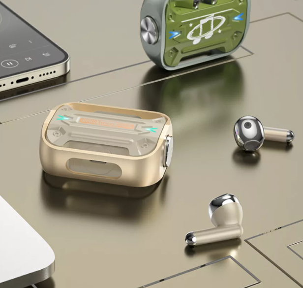 Bluetooth гарнітура TWS Hoco EW55 - Золотий дизайн - зображення 3