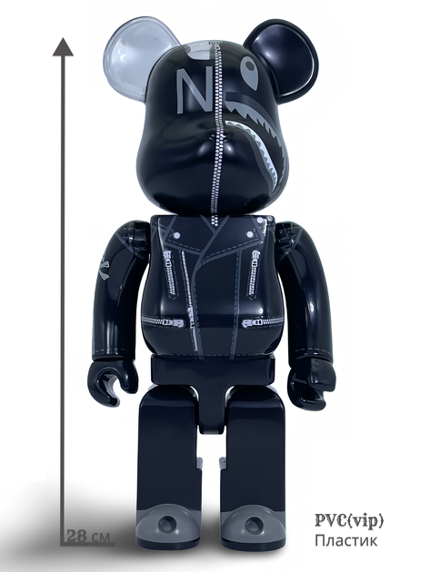 Статуетка Bearbrick x BAPE x Neighborhood 400% 28 см Акула Medicom Toy в костюмі. - зображення 9
