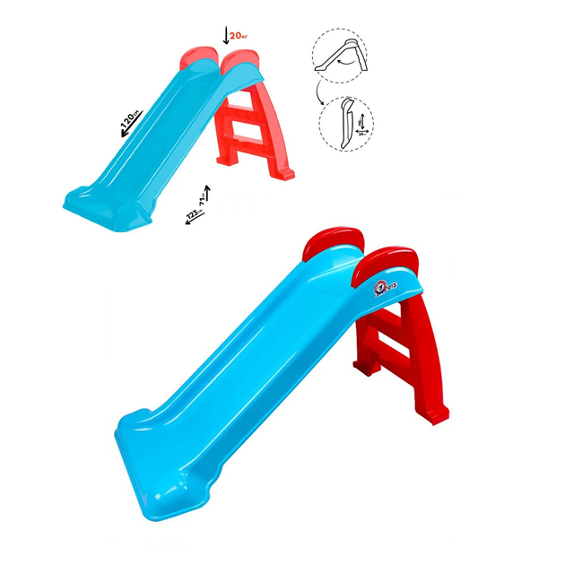 Детская горка для катания Technok Toys, матовая поверхность, ступеньки. Blue and red (109305) - изображение 2