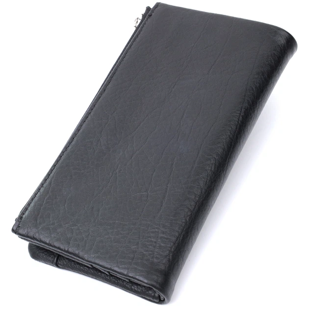 Вертикальный унисекс бумажник из мягкой натуральной кожи ST Leather большой черного цвета с магнитной застежкой (bg227fash43) - изображение 2