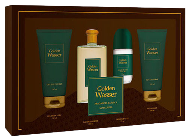 Zestaw męski Instituto Espanol Golden Wasser Woda toaletowa 200 ml + Balsam po goleniu 150 ml + Żel pod prysznic 150 ml + Dezodorant 50 ml (8411047151556) - obraz 1