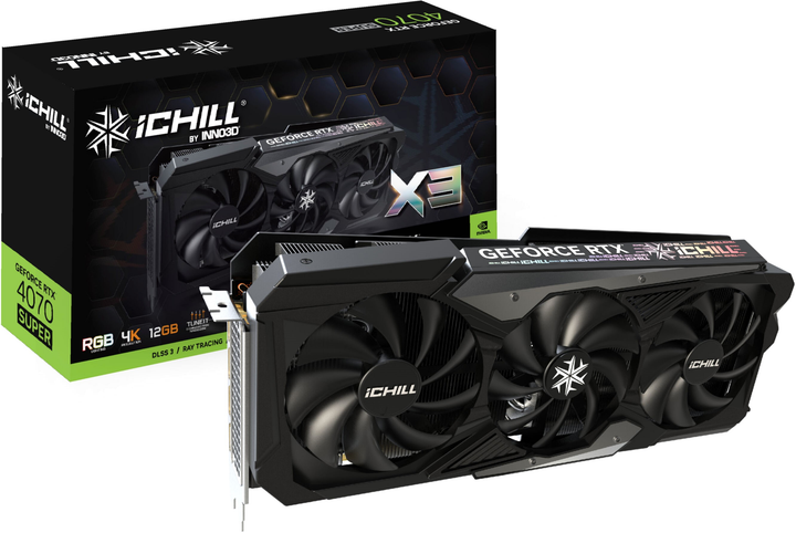 Karta graficzna INNO3D PCI-Ex GeForce RTX 4070 Super iChiLL X3 12GB GDDR6X (192bit) (2535/21000) (HDMI, 3 x DisplayPort) (C407S3-126XX-186148H) - obraz 2