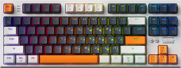 Клавиатура механическая проводная GamePro MK180W Hot-Swap Red Swich TKL RGB White - изображение 1